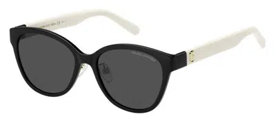 Marc Jacobs Grey Oval Ladies Sunglasses Marc 648/g/s 080s/ir 55 In Black