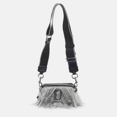 Pre-owned Marc Jacobs Grey/black Faux Fur And Leather The Creature Snapshot Crossbody Bag In Gray