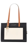 Marc Jacobs Grind Colorblock Leather Tote Bag In Smoked Almond Multi