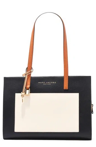 Marc Jacobs Grind Colorblock Leather Tote Bag In Smoked Almond Multi