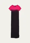 Marc Jacobs Grunge Spray Shrunken Tee Midi Dress In Black Hot Pink