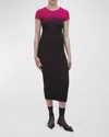 Marc Jacobs Grunge Spray Shrunken Tee Midi Dress In Black Hot Pink