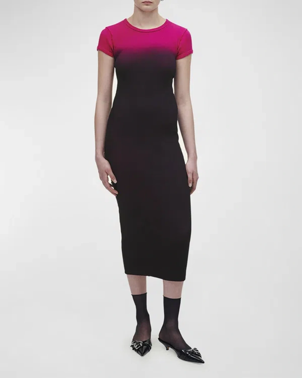 Marc Jacobs Grunge Spray Shrunken Tee Midi Dress In Black Hot Pink |  ModeSens