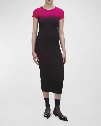 Marc Jacobs Grunge Spray Shrunken Tee Midi Dress In Black Hot Pink