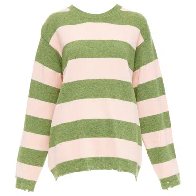 Pre-owned Marc Jacobs Grunge Sweater Pink Green Distressed Wool Oversized Sweater M
