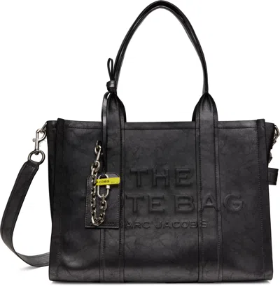 Marc Jacobs Gunmetal 'the Metallic Distressed Large' Tote In 021 Dark Grey