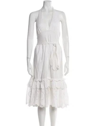 Pre-owned Marc Jacobs Halterneck Midi Length Dress In White