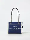 Marc Jacobs The Medium Tote In Blue Denim With Embroidered Logo In Blue