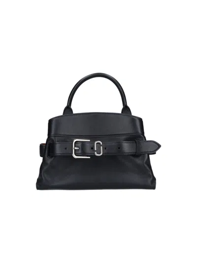Marc Jacobs The Satchel Dakota Small Black Handbag With Logo Embossed On The Back And Belt Closure In Leather Wo