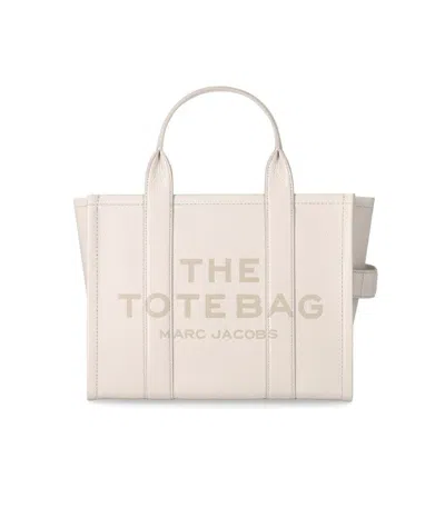 Marc Jacobs The Leather Medium Tote Cotton Handbag In Neutral