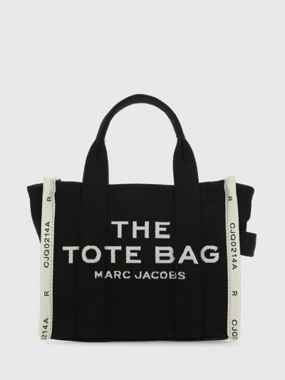 Marc Jacobs The Small Tote Bag In Cotton Canvas With Jacquard Logo In White