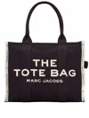 Marc Jacobs 'the Medium Tote' Black Tote Bag With Contrasting Logo Embroidery In Beige