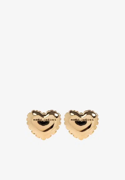 Marc Jacobs Heart Balloon Logo Stud Earrings In Gold