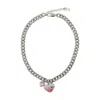 Marc Jacobs Heart Balloon Pave Necklace In Metallic