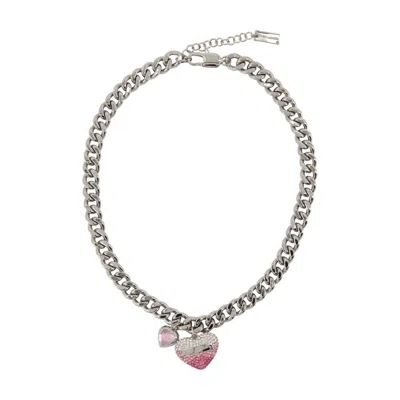 Marc Jacobs Heart Balloon Pave Necklace In Metallic