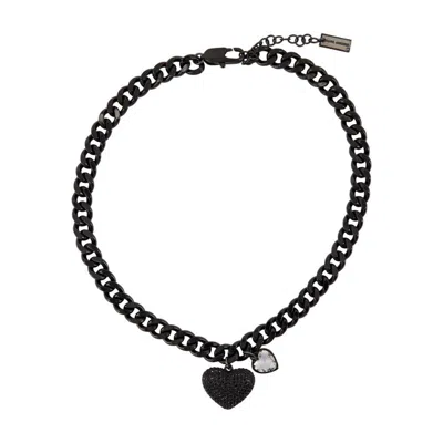 Marc Jacobs Heart Balloon Pave Necklace In Black