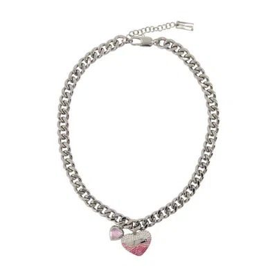 Marc Jacobs Heart Balloon Pave Necklace In Silver
