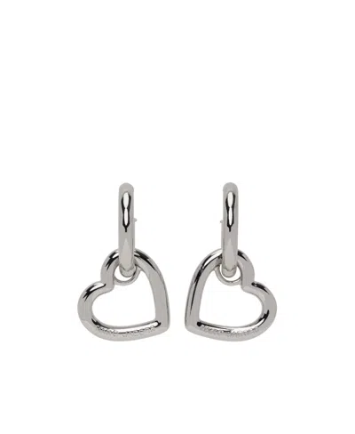Marc Jacobs Heart-detail Hoop Earrings In Gray