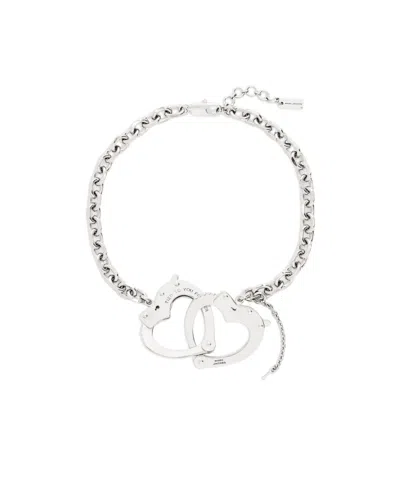 Marc Jacobs Heart Handcuff Chain Necklace In Silver