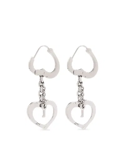 Marc Jacobs Heart Handcuff Earrings In Silver