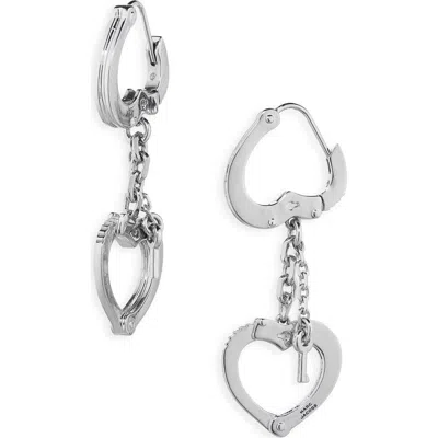 Marc Jacobs Heart Handcuffs Drop Earrings In Metallic