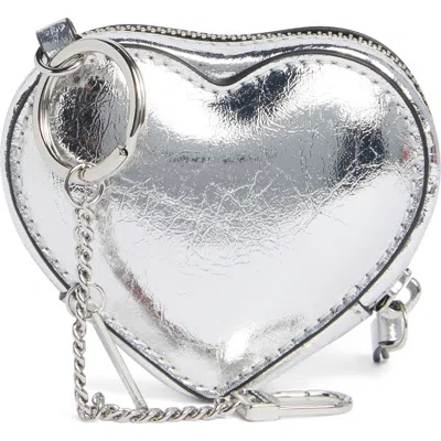 Marc Jacobs Heart Leather Pouch Bag Charm In Silver