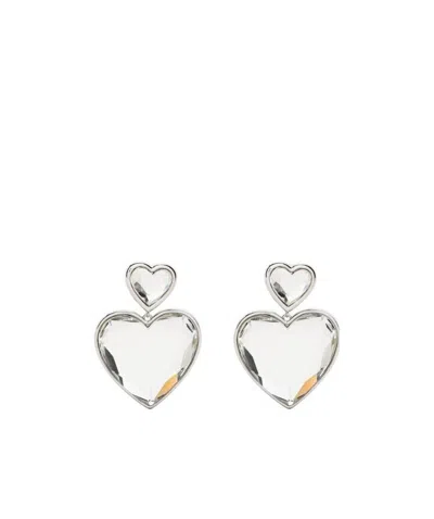 Marc Jacobs Heart-shaped Pendant Earrings In White