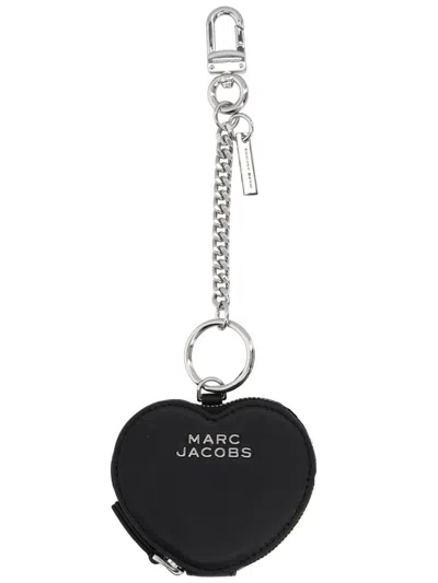 Marc Jacobs Heart-shaped Coin Purse Keychain In Black