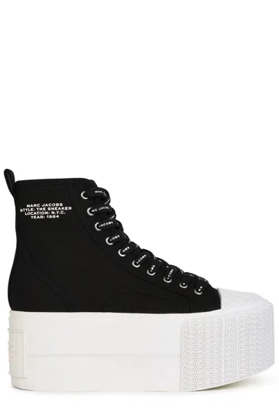 Marc Jacobs 75mm Platform Canvas Trainers In Black