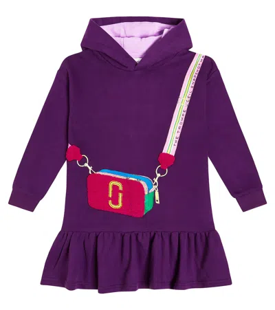 Marc Jacobs Kids' Hooded Cotton-blend Dress In Purple
