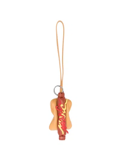 Marc Jacobs Hot-dog Leather Keyring In Gold