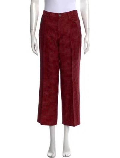 Pre-owned Marc Jacobs Houndstooth Print Straight Leg Pants In Red