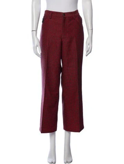 Pre-owned Marc Jacobs Houndstooth Print Straight Leg Pants In Red