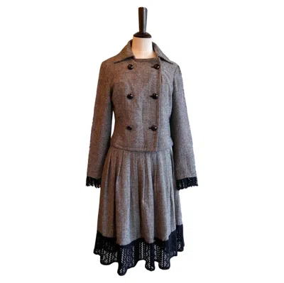 Pre-owned Marc Jacobs Houndstooth Skirt Suit In Black