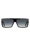 Marc Jacobs Icon 57mm Gradient Rectangular Sunglasses In Black