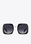 Marc Jacobs Logo-engraved Square-frame Sunglasses In Gray