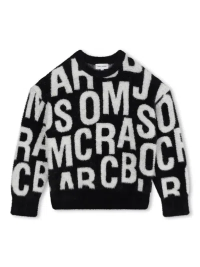 Marc Jacobs Kids' Intarsia-knit Logo Jumper In Black