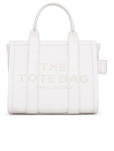 Marc Jacobs Ivory Leather Micro Tote Bag In White