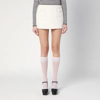 Marc Jacobs Ivory Textured Tweed Mini Skirt In Grey