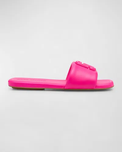 Marc Jacobs J Marc Leather Slide Sandals In Hot Pink