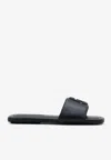 Marc Jacobs Snapshot Flat Sandals In Smooth Leather In Black