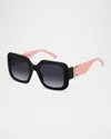 Marc Jacobs J Marc Logo Acetate Square Sunglasses In Black Pink