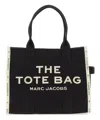 Marc Jacobs 'the Medium Tote' Black Tote Bag With Contrasting Logo Embroidery In Black