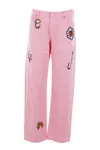 Marc Jacobs Denim Pants With All-over Prints In Bow Pink