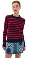 Marc Jacobs Striped-pattern Flower-embellished Sweater In Multi