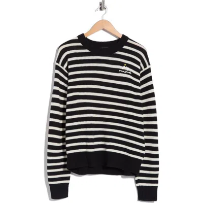 Marc Jacobs Joy Striped Crewneck Sweater In Black/white