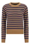Marc Jacobs Striped Sweater With Floral Embellishments In Blue