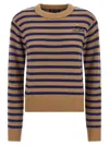 Marc Jacobs Striped Sweater With Floral Embellishments In Multi