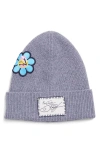 Marc Jacobs The Joy Flower-embellished Beanie Hat In Blue