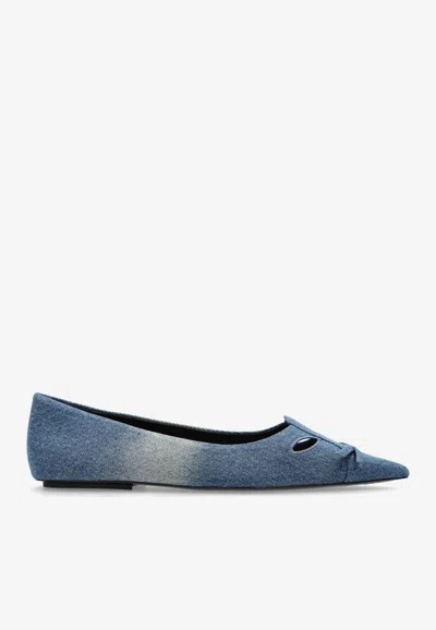 Marc Jacobs Kat Denim Pointed-toe Flats